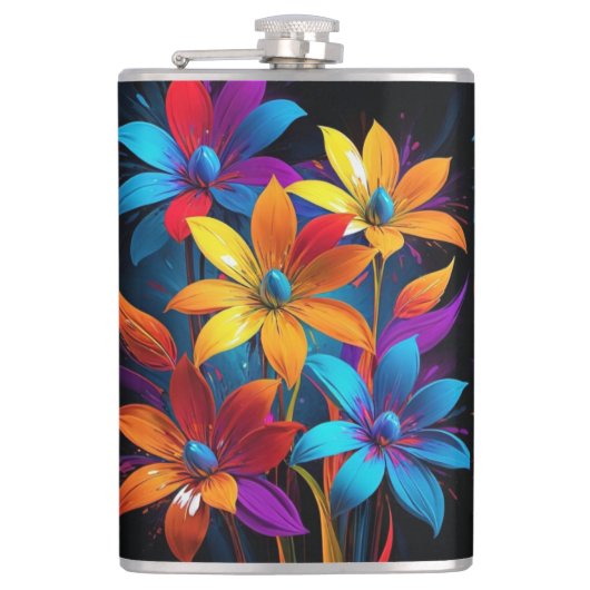 Schöne mehrfarbige Blume Design-32908 Flachmann (Vorderseite)