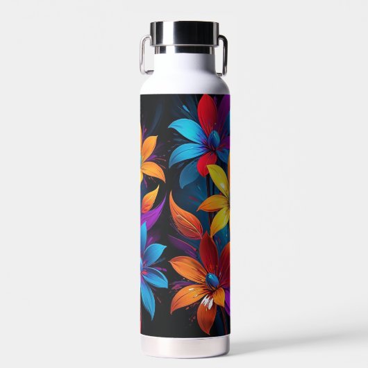 Schöne mehrfarbige Blume Design-32908 Trinkflasche (Vorne)