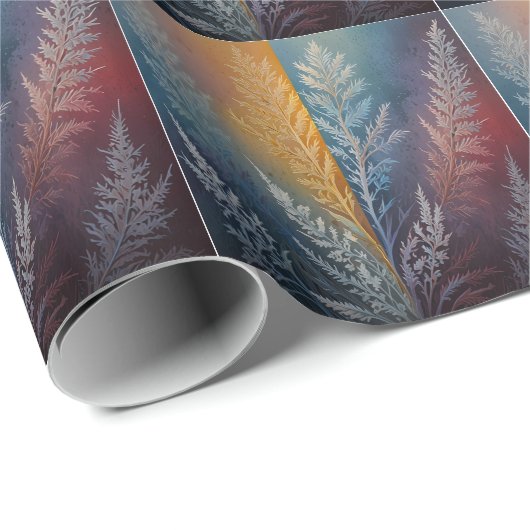 Schöne mehrfarbige Eiskristall-Feder Geschenkpapier (Rolleneckpunkt)