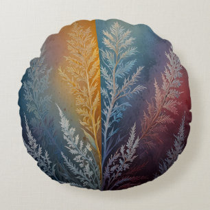 Schöne mehrfarbige Eiskristall-Feder Rundes Kissen