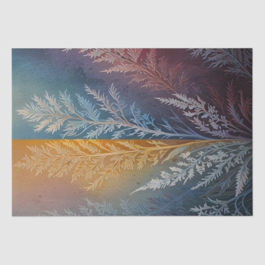 Schöne mehrfarbige Eiskristall-Feder Seidenpapier (Vorderseite)