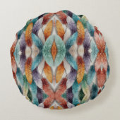 Schöne mehrfarbige Eiskristall-Federn Rundes Kissen (Rückseite)
