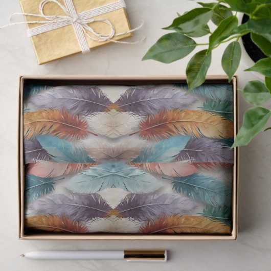 Schöne mehrfarbige Eiskristall-Federn Seidenpapier (Geschenk)