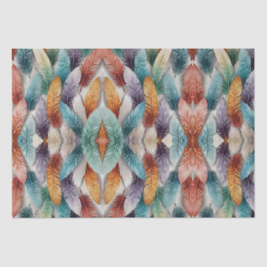 Schöne mehrfarbige Eiskristall-Federn Seidenpapier (Vorderseite)