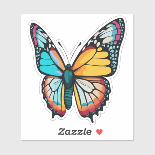 Schöne mehrfarbige Schmetterlinge Aufkleber (Blatt)