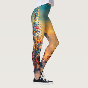 Schöne mehrfarbige Weihnachtsbaum-Leggings Leggings