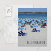 Schöne Mellieha Bay Sand Beach Szene Malta Postkarte (Vorne/Hinten)
