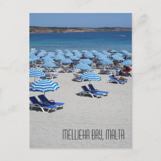 Schöne Mellieha Bay Sand Beach Szene Malta Postkarte (Vorderseite)