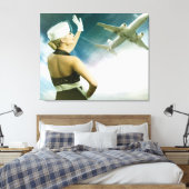 Schöne Menschen Retro Flug Attendant Leinwand Kuns (Insitu (Schlafzimmer))