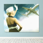 Schöne Menschen Retro Flug Attendant Leinwand Kuns (Insitu (Holzboden))