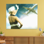 Schöne Menschen Retro Flug Attendant Leinwand Kuns (Insitu (Wohnzimmer))