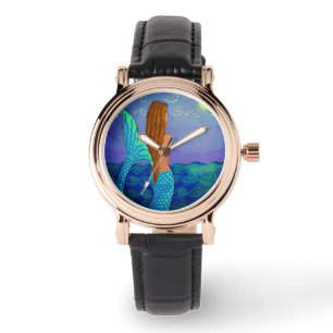 Schöne Mermaid Abstrakte Kunst zu tragen Armbanduhr