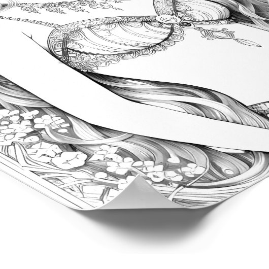 Schöne Mermaid Aduloring-Färbung Poster (Ecke)