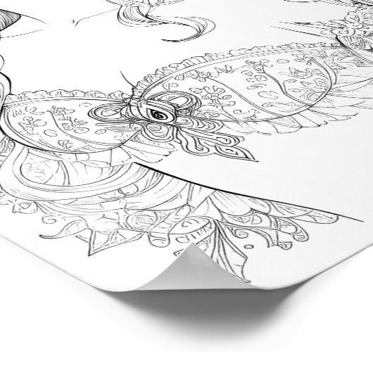 Schöne Mermaid Aduloring-Färbung Poster (Ecke)