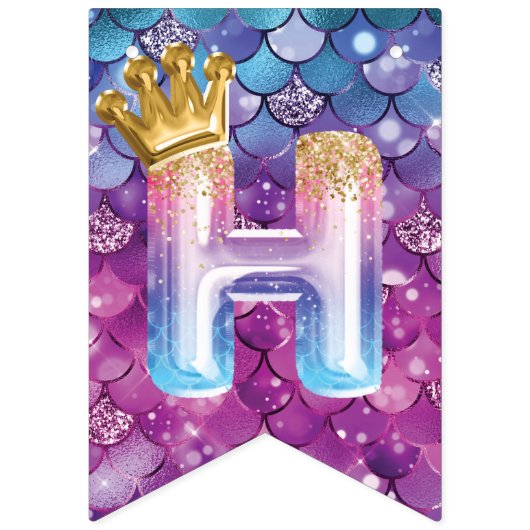 Schöne Mermaid Birthday Balloon Foil Letters Wimpelkette (Zweite Fahne)
