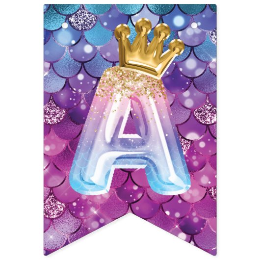 Schöne Mermaid Birthday Balloon Foil Letters Wimpelkette (Dritte Fahne)