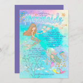 Schöne Mermaid Geburtstagseinladung Einladung (Vorne/Hinten)