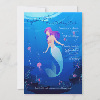Schöne Mermaid Geburtstagsparty Einladung
