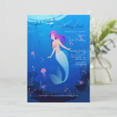 Schöne Mermaid Geburtstagsparty Einladung (Stehend Vorderseite)