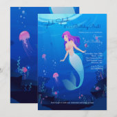 Schöne Mermaid Geburtstagsparty Einladung (Vorne/Hinten)