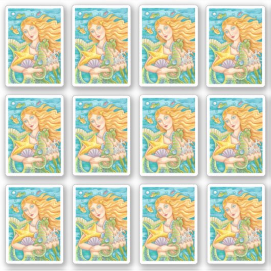 SCHÖNE MERMAID-, STARFISH- & SEEPFERD-SCHÄTZE AUFKLEBER (Vorderseite)