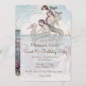 Schöne Mermaid Vintag Sweet 16 Geburtstag Einladun Einladung (Vorne/Hinten)