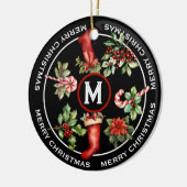 SCHÖNE MERRY CHRISTMAS, POINSETTIA, CANDY CANE KERAMIK ORNAMENT (Links)