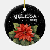 SCHÖNE MERRY CHRISTMAS, POINSETTIA, CANDY CANE KERAMIK ORNAMENT (Hinten)