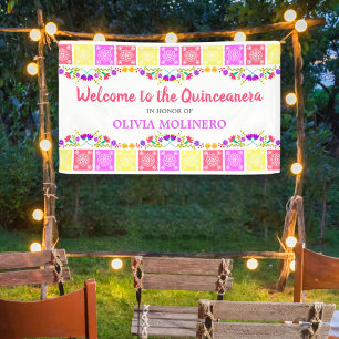 Schöne mexikanische Fiesta-Blumen-Quinceanera-Will Banner
