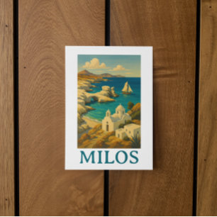 Schöne Milos Greece Vintage Travel Print Postkarte