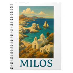 Schöne Milos Griechenland Vintage-Reise Druck Notizblock