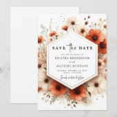 Schöne Minimal Terracotta Wedding Save The Date (Vorne/Hinten)