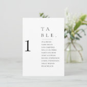 Schöne minimale Tischnummer Sitzkarte (Stehend Vorderseite)