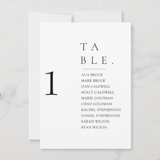 Schöne minimale Tischnummer Sitzkarte (Rückseite)