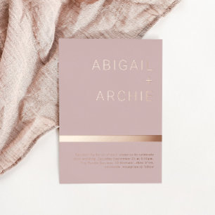 Schöne Minimalistische Hochzeit in Rosa Rose Folieneinladung