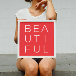 Schöne Minimalistische Mauer Kunst mit rotem Hinte Poster