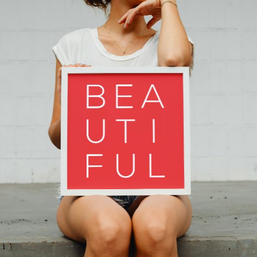 Schöne Minimalistische Mauer Kunst mit rotem Hinte Poster