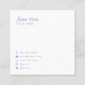Schöne Minimalistische Quadratische Visitenkarte (Rückseite)