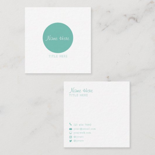 Schöne Minimalistische Quadratische Visitenkarte (Vorne/Hinten)