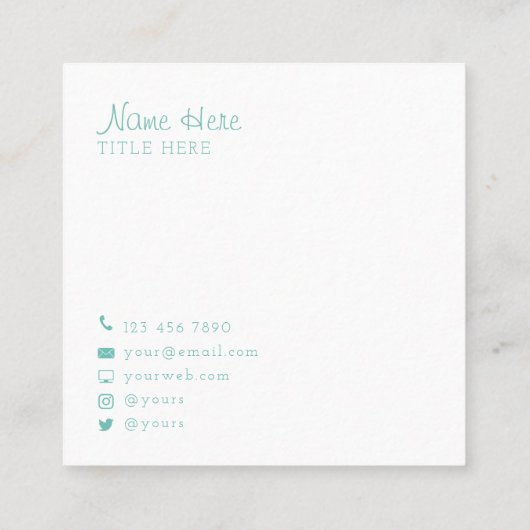 Schöne Minimalistische Quadratische Visitenkarte (Rückseite)