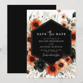 Schöne Minimalistische Terracotta Wedding Save The Date (Vorne/Hinten)