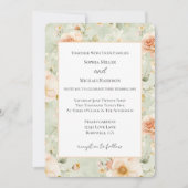 Schöne Minz-Pfirsich-Blumen Hochzeit Einladung (Vorderseite)