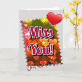 Schöne "Miss You" Karte mit Herz. (Gelbe Blume)