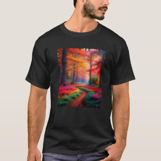 Schöne Misty Forest Morning Landschaft Landschaftl T-Shirt