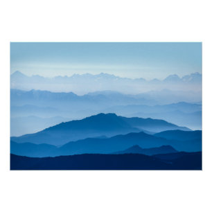 Schöne Misty Mountain Range Blaue Strahlung Poster