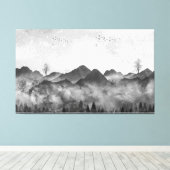 Schöne Misty Mountains und Wald Leinwanddruck (Insitu (Holzboden))