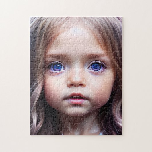SCHÖNE, MIT AUGEN KLEINE MÄDCHEN KUNST JIGSAW PUZZ PUZZLE (Vertikal)