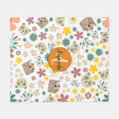 Schöne mit Monogramm Blume pastellweiß Fleecedecke (Vorderseite (Horizontal))