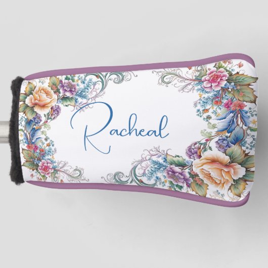 Schöne Mit Monogramm Blütenabdeckung Golf Headcover (Vorderseite)