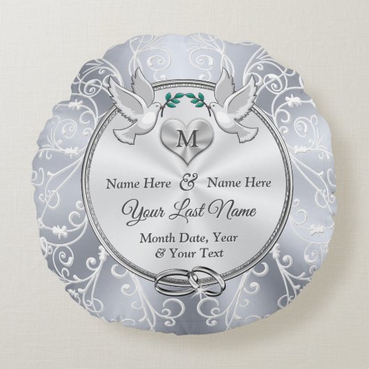 Schöne Mit Monogramm Hochzeitsgeschenke für die Br Rundes Kissen (Vorderseite)